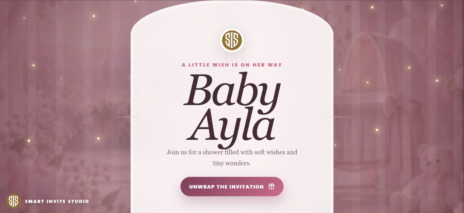 Sweet Beginnings horizontal desktop invitation design