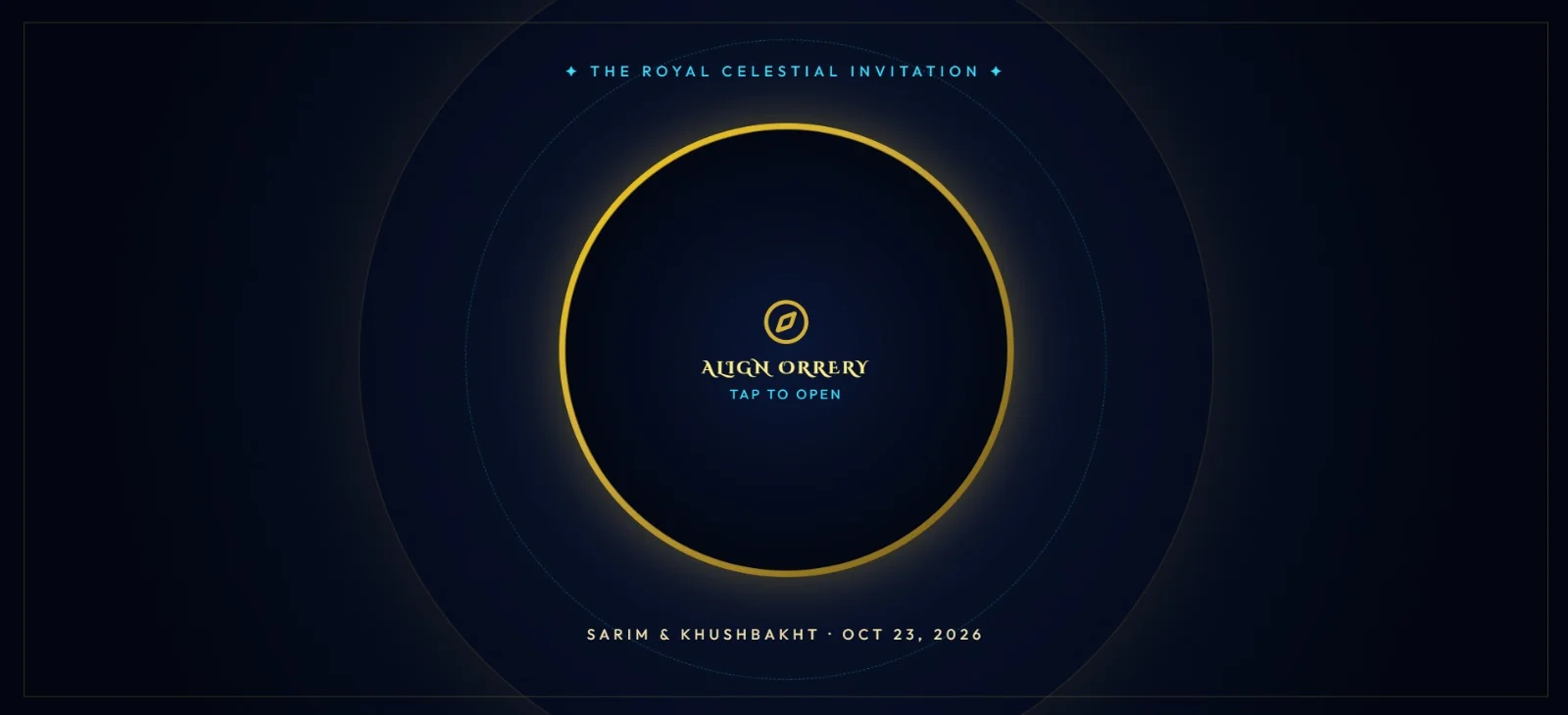Celestial Gold horizontal desktop invitation design